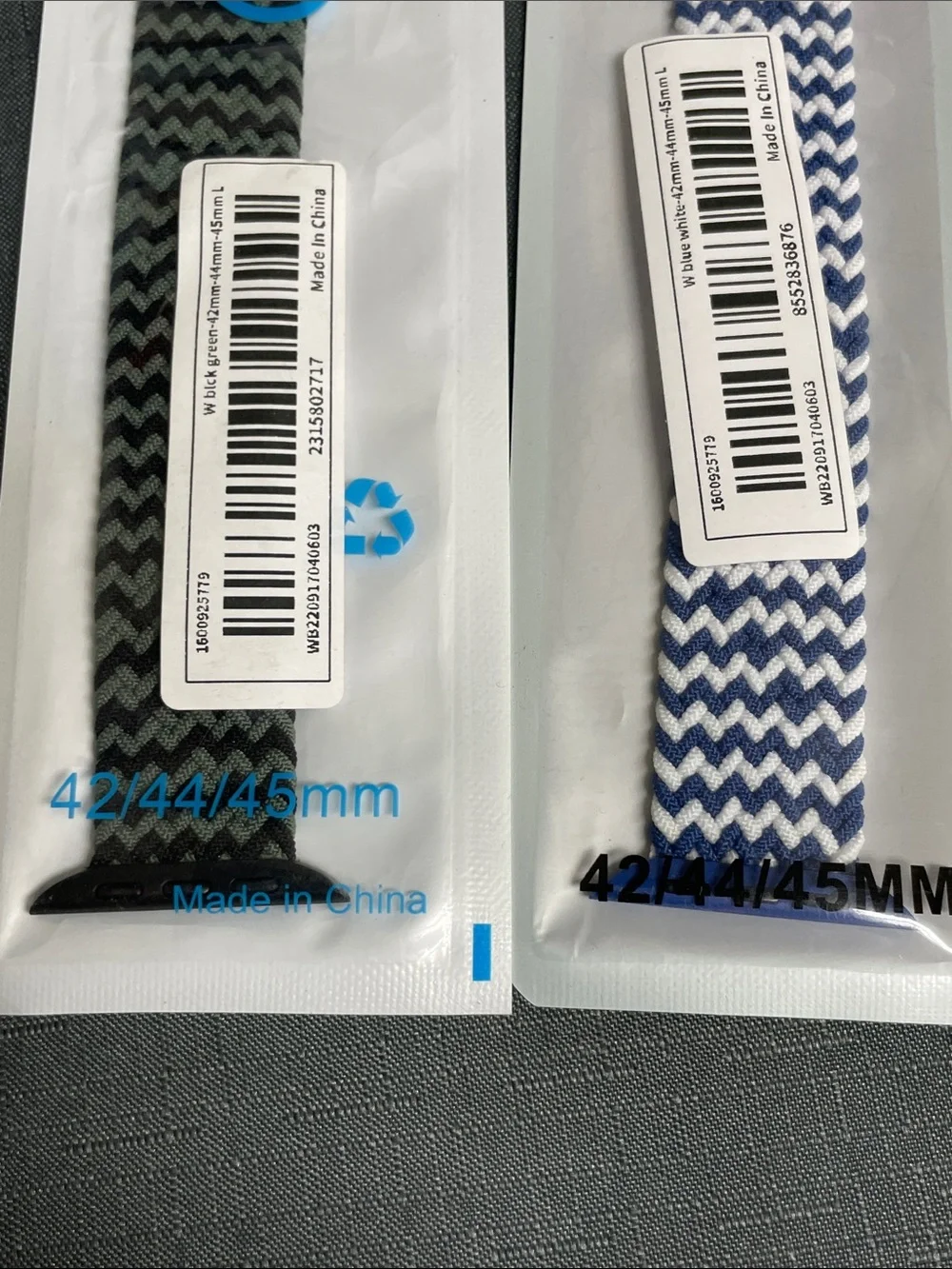 Blue Chevron and Black Green Woven Watch Band Large for Smart Watch